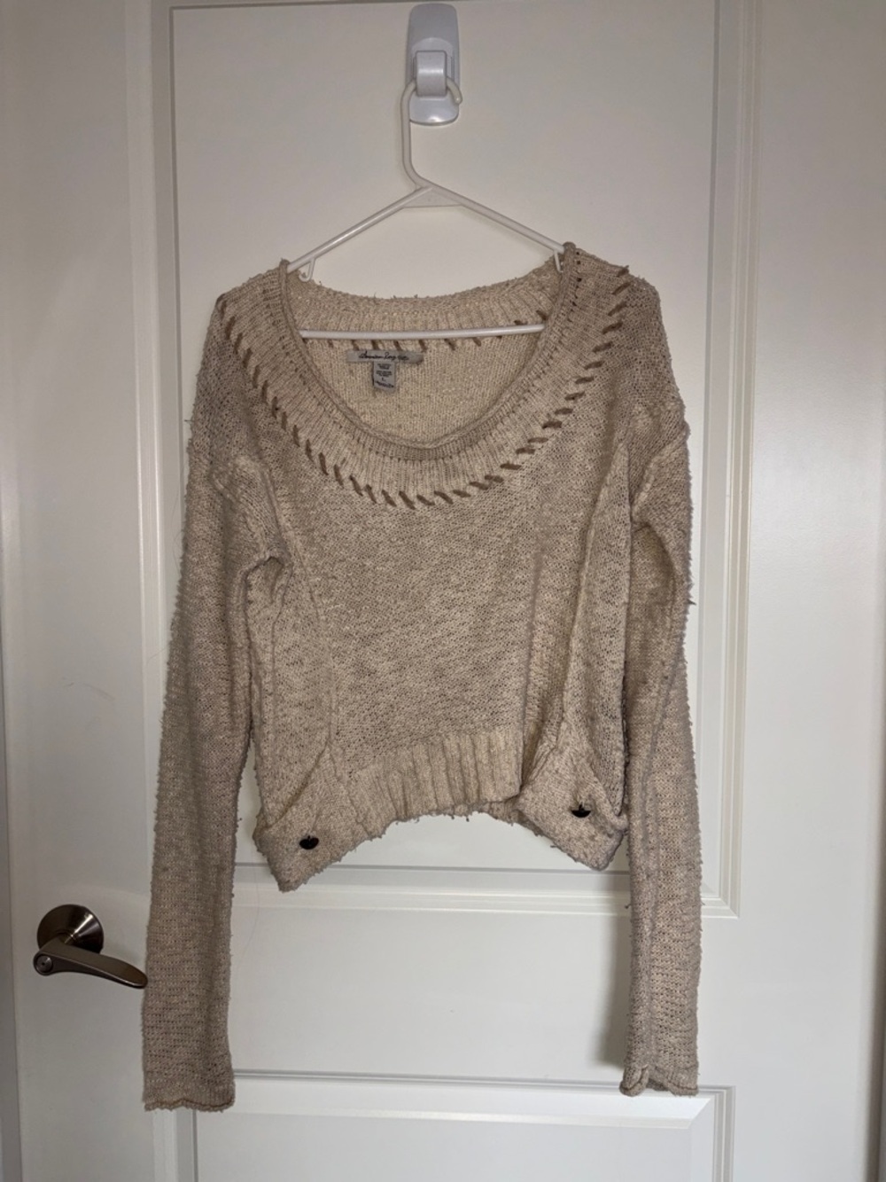 American Rag Cie Beige Knit Scoop-Neck Women’s Sweater
